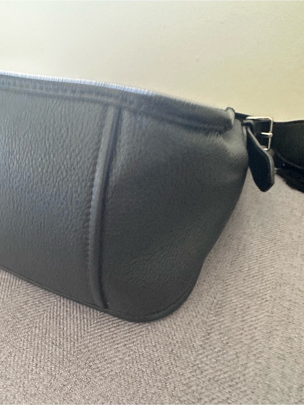 Prada Black Pebbled Leather Bag with Striped Strap - Picture 2 of 7